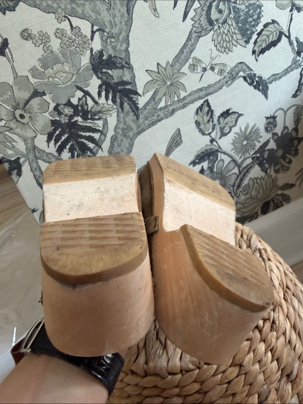 Swedish Hasbeens Olive Suede Clog Moleskin Inset - Picture 5 of 8